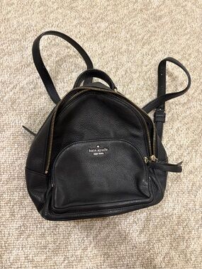 kate spade Black Pebbled Leather Mini Backpack with Gold Hardware